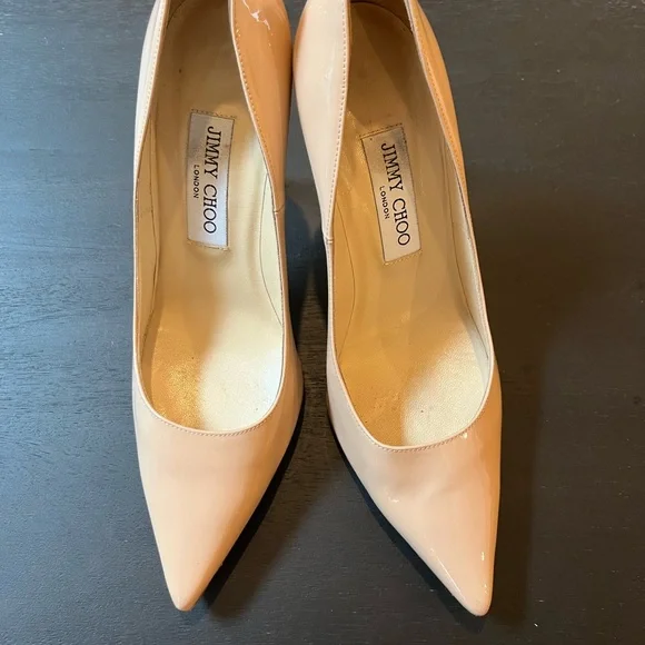 Jimmy Choo Nude Patent Leather Heels - Picture 2 of 6